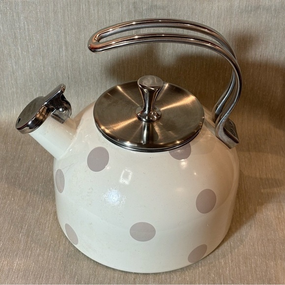 KATE SPADE Whistling  Stove Top Kettle in Beige and Cream - Picture 2 of 9